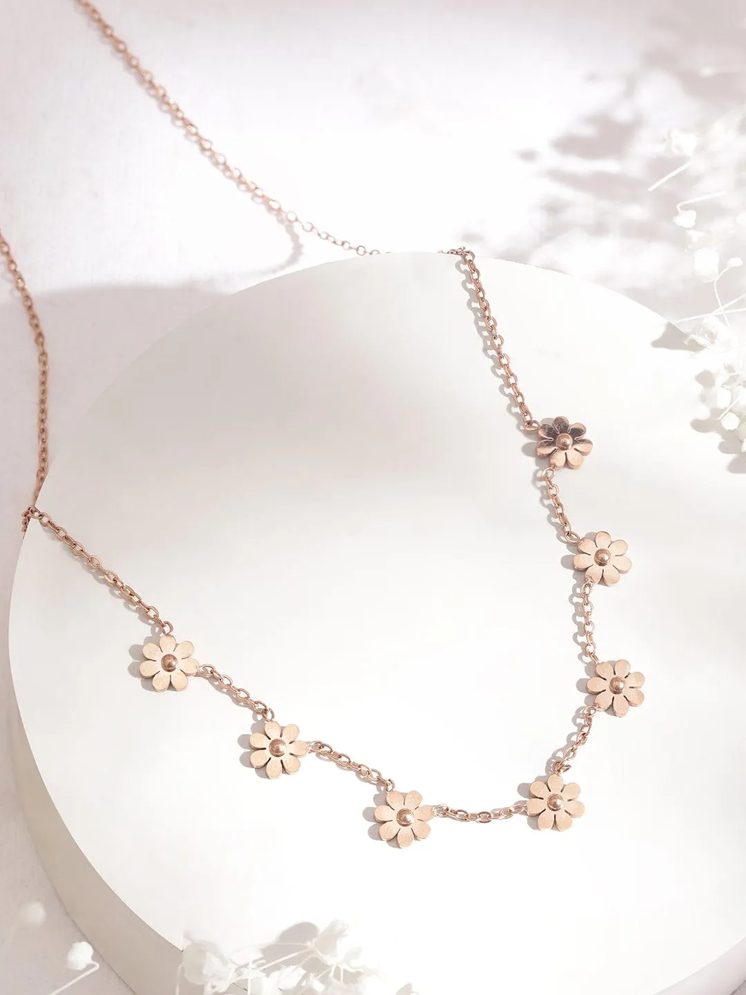 Rubans Rose Gold Plated Floral  Necklace