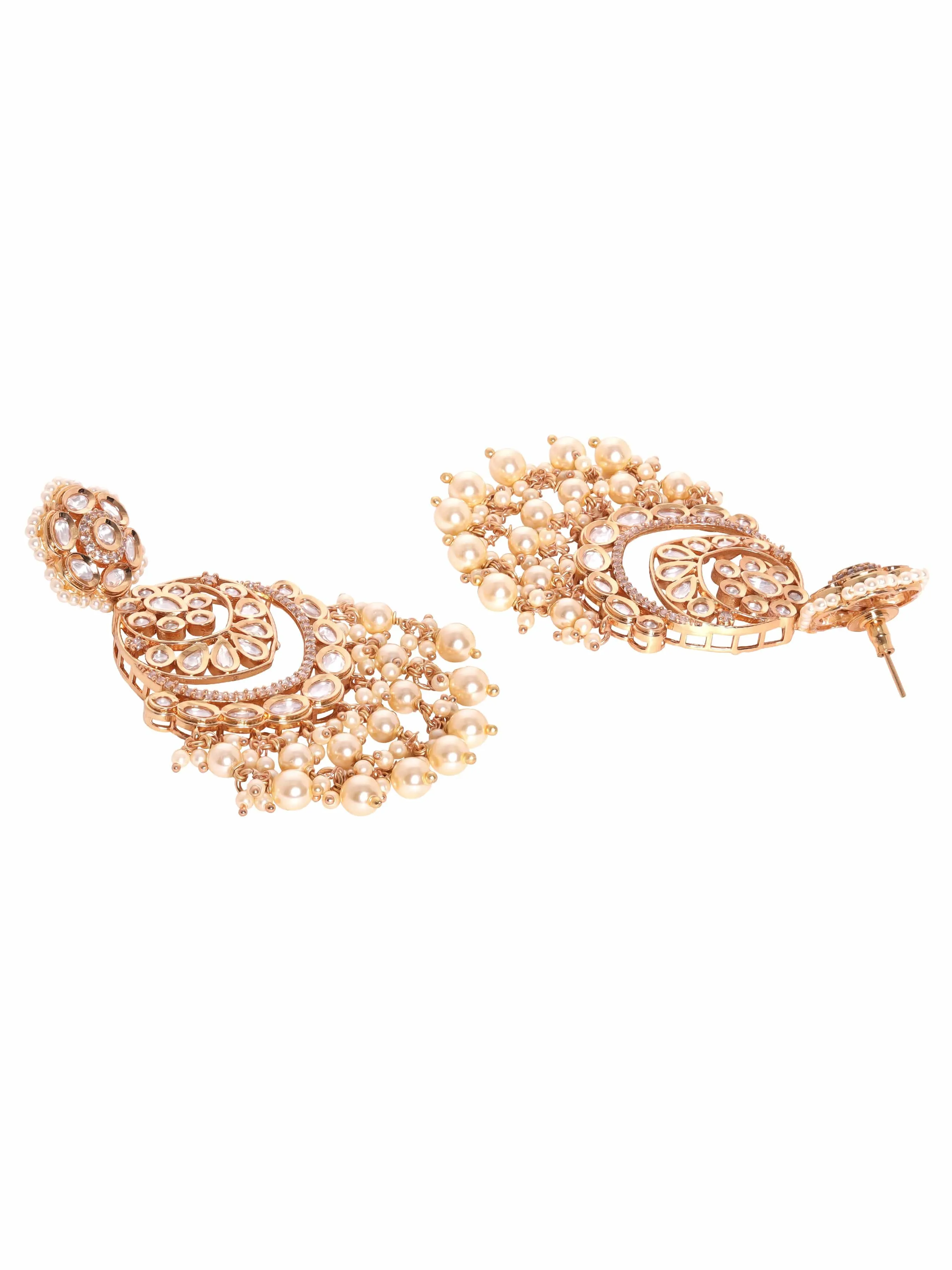 Rubans Timeless Glamour with Polki and Zircon Chandelier Earrings