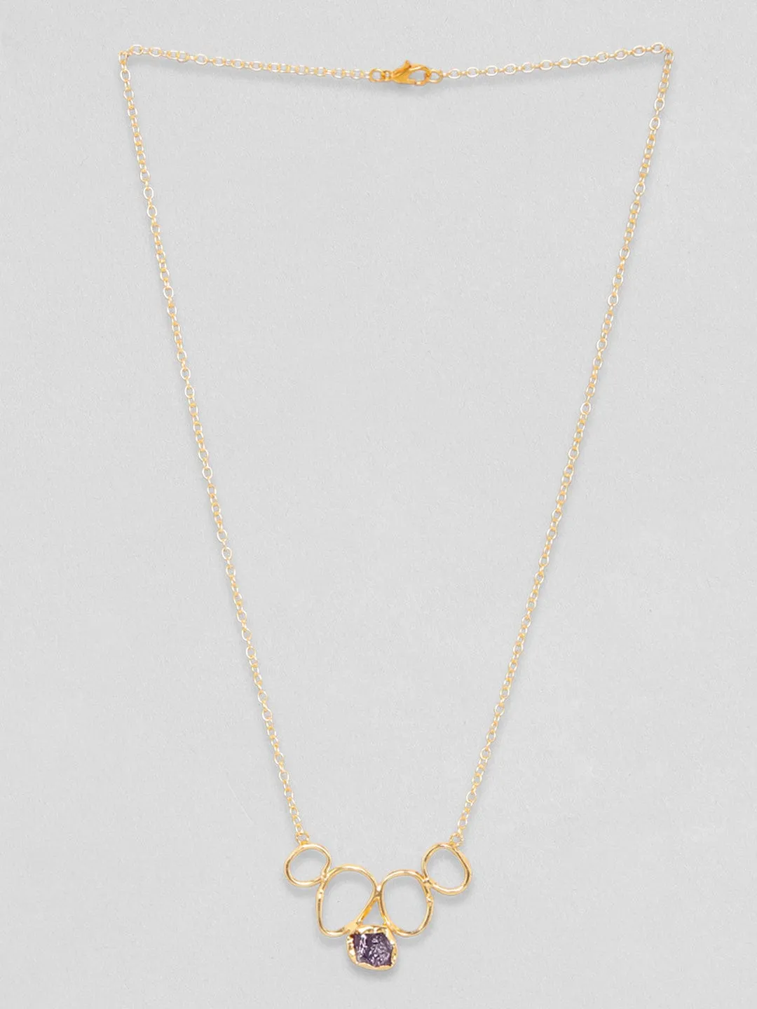 Rubans Voguish 18K Gold Plated On Copper Handcrafted With Raw Stone Setting Minimal Chain