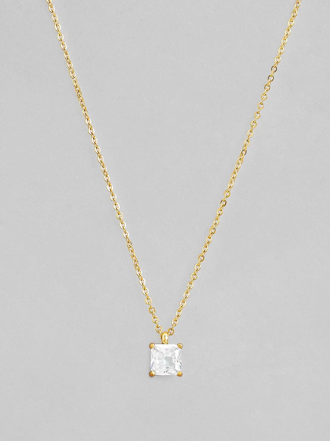 Rubans Voguish 18K Gold Plated Stainless Steel Waterproof Chain With Solitaire Stone Pendant.