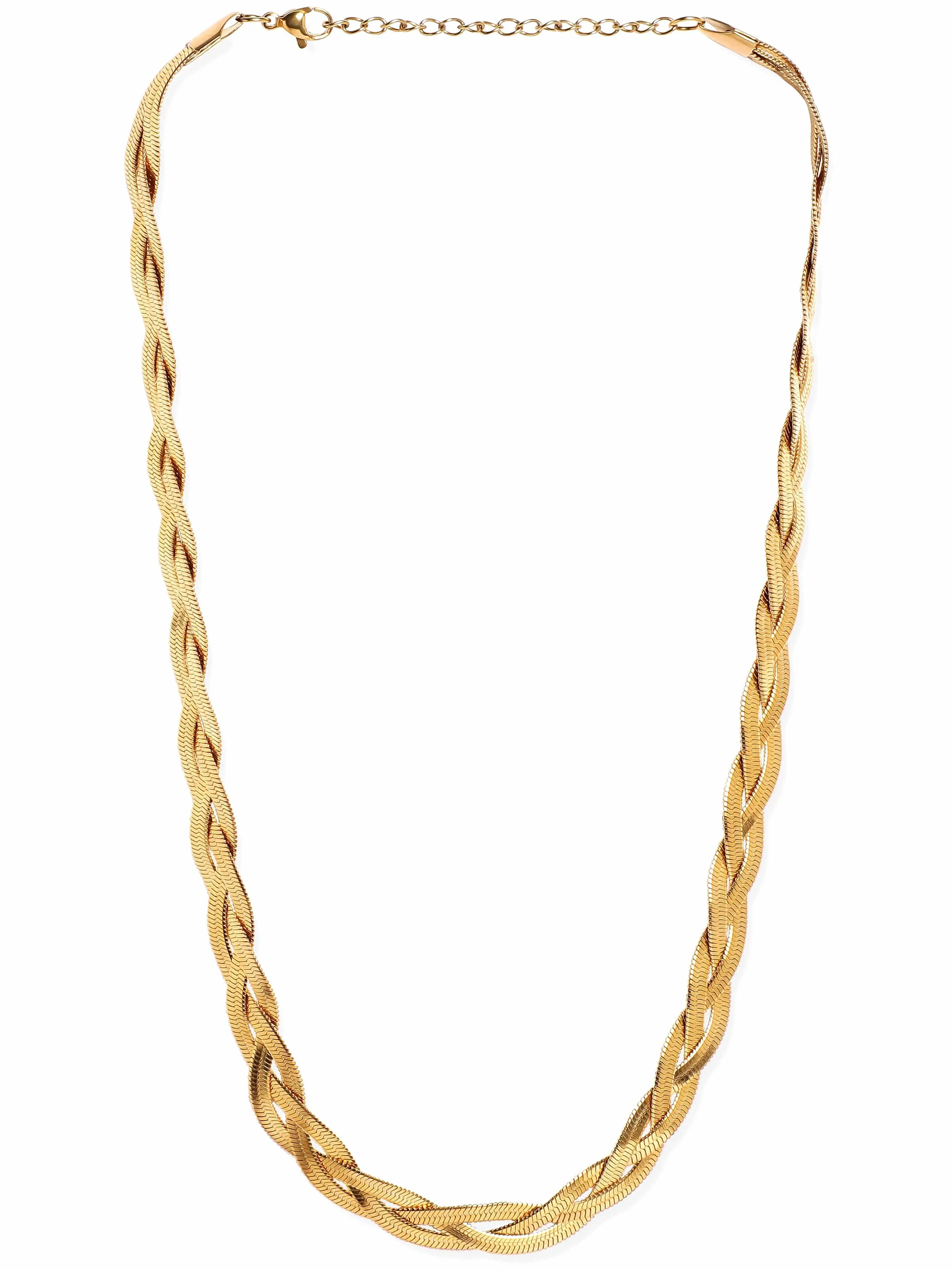 Rubans Voguish 22K Gold Plated Braided Snake Chain Necklace