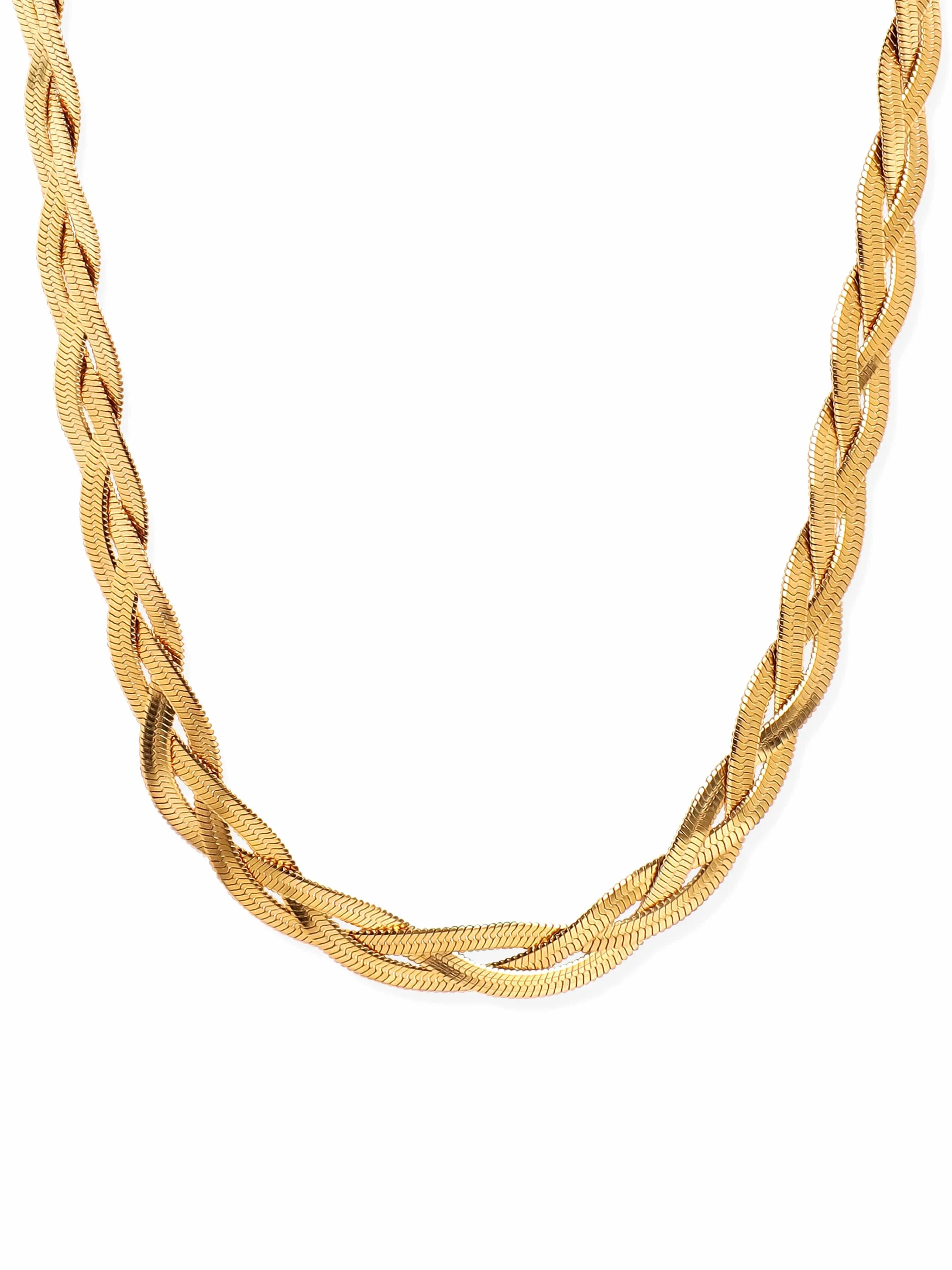 Rubans Voguish 22K Gold Plated Braided Snake Chain Necklace