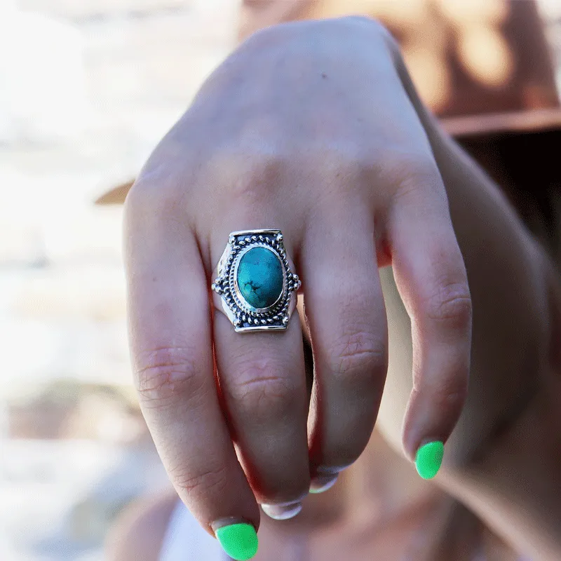 Saddle Turquoise Bohemian Ring