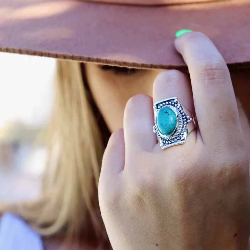 Saddle Turquoise Bohemian Ring