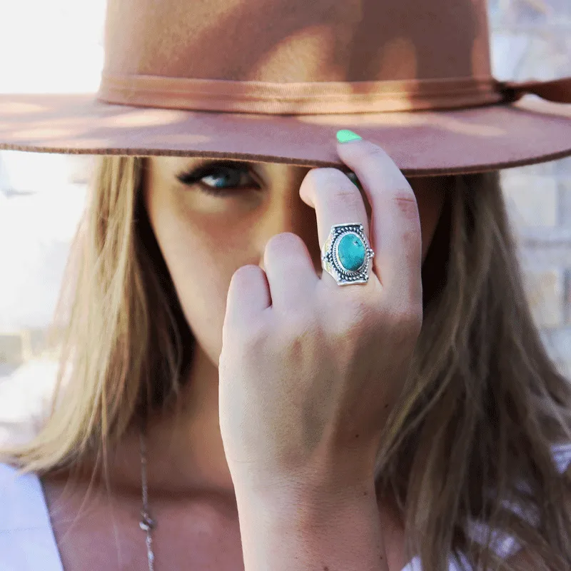 Saddle Turquoise Bohemian Ring