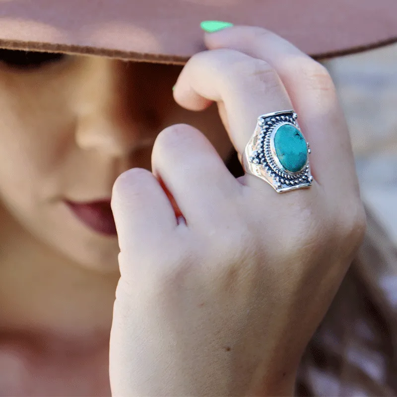 Saddle Turquoise Bohemian Ring