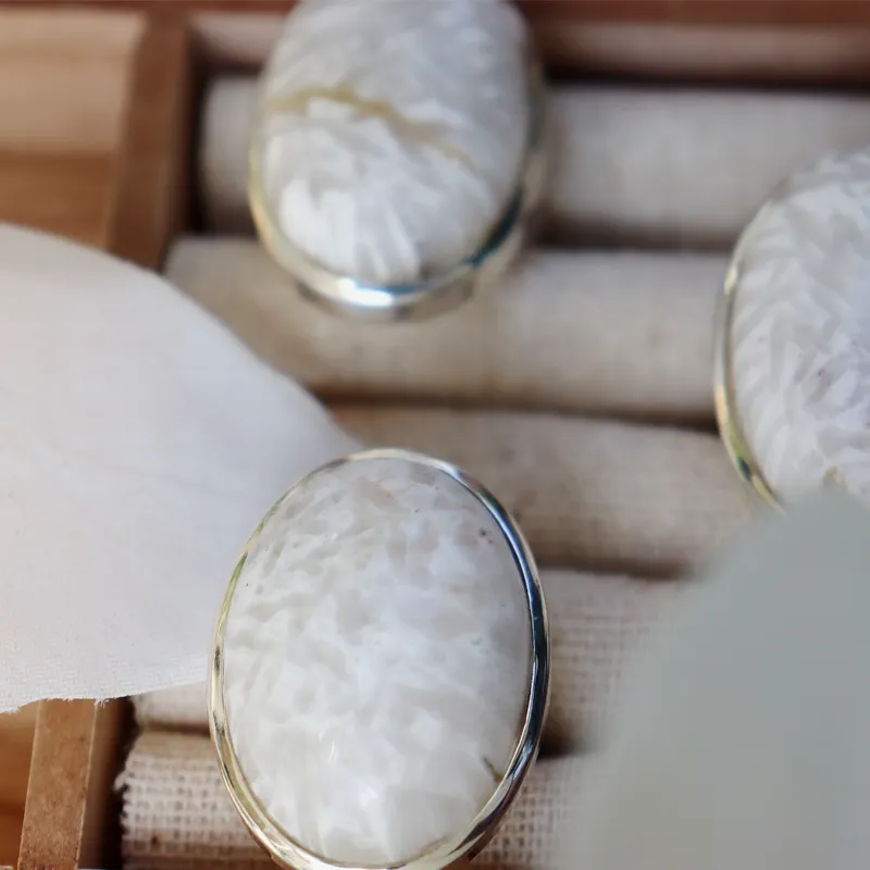 Scolecite Gemstone Silver Ring