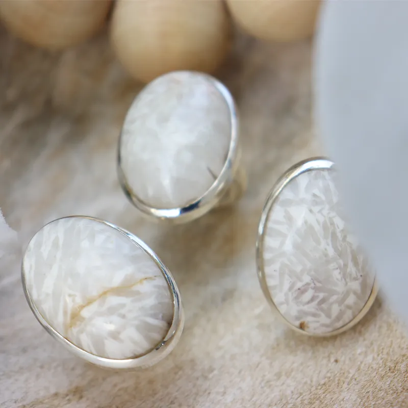 Scolecite Gemstone Silver Ring