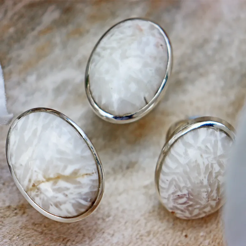 Scolecite Gemstone Silver Ring