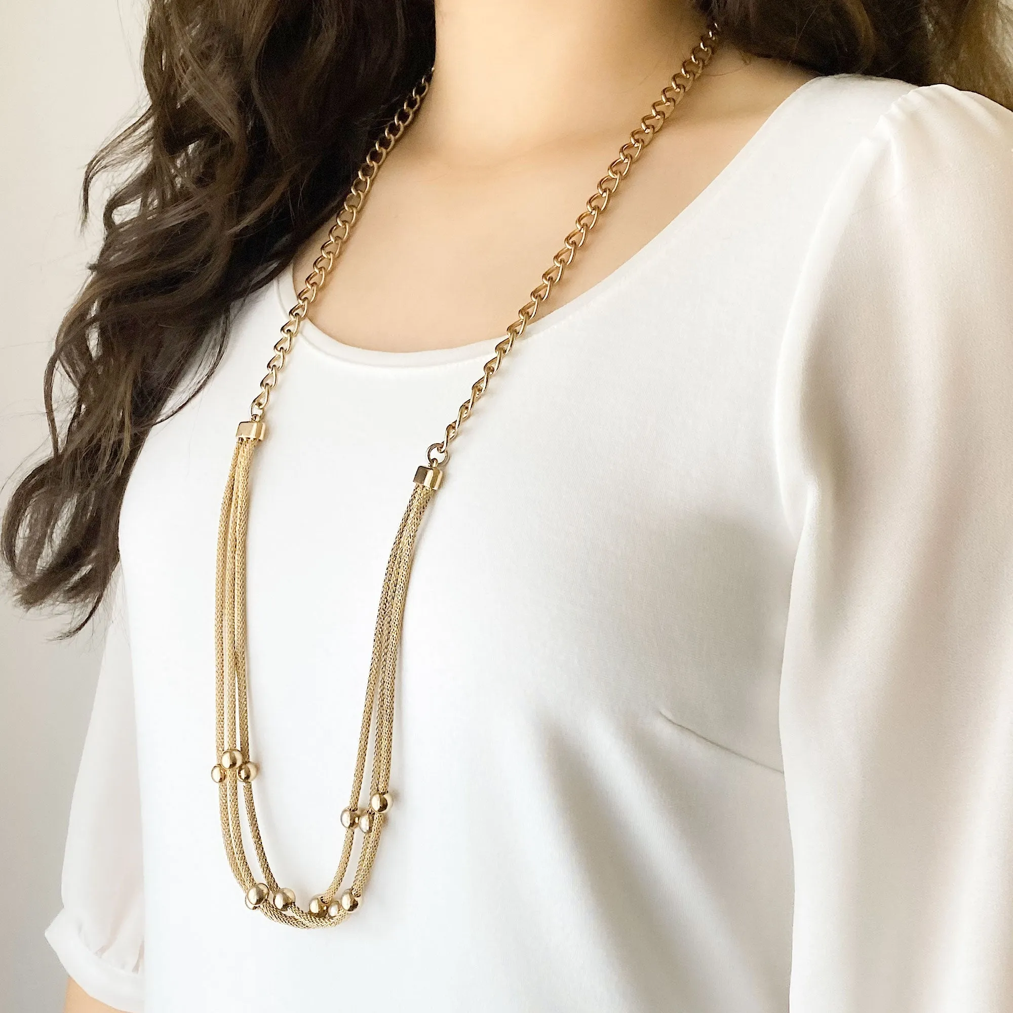 SEYMOUR gold long layered necklace set