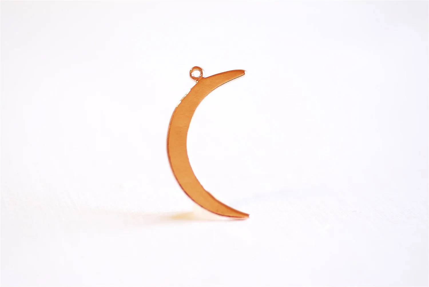 Shiny Pink Wholesale Rose Gold Vermeil  Crescent Moon Charm- 18k gold plated Sterling Silver, Rose Gold Half moon charm pendant, Moon Charm, 276