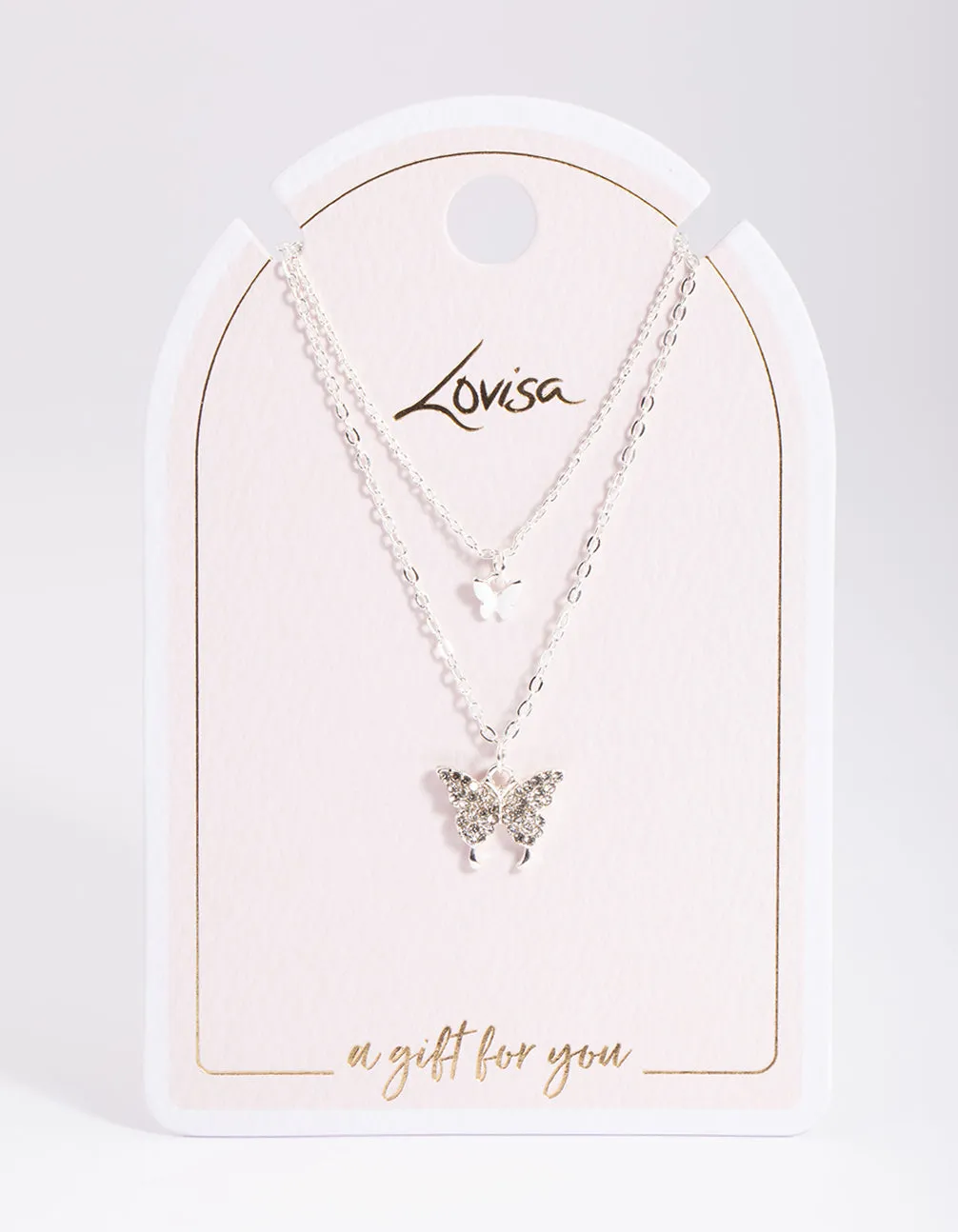 Silver Dainty Diamante Butterfly Necklace