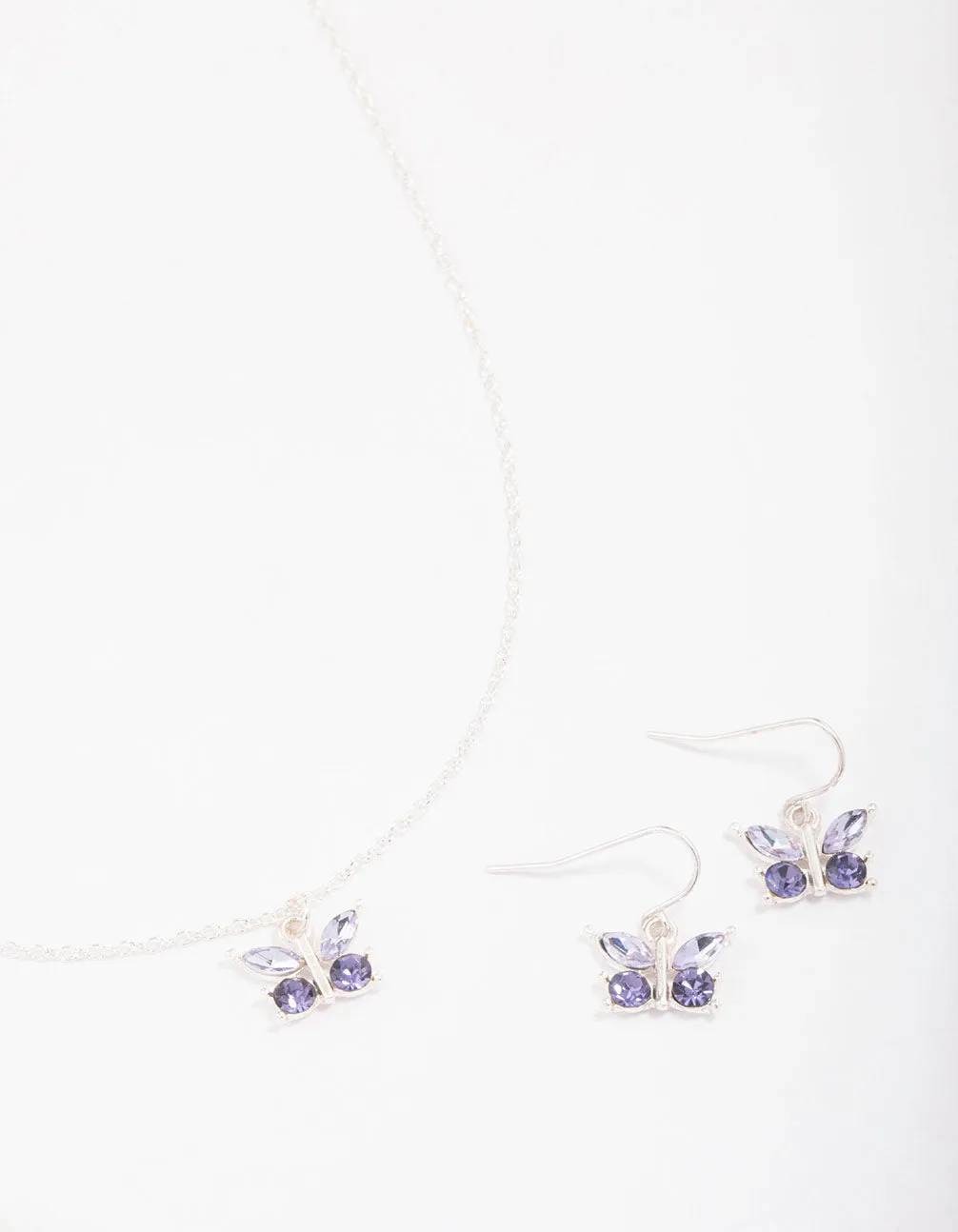 Silver Diamante Butterfly Jewellery Set