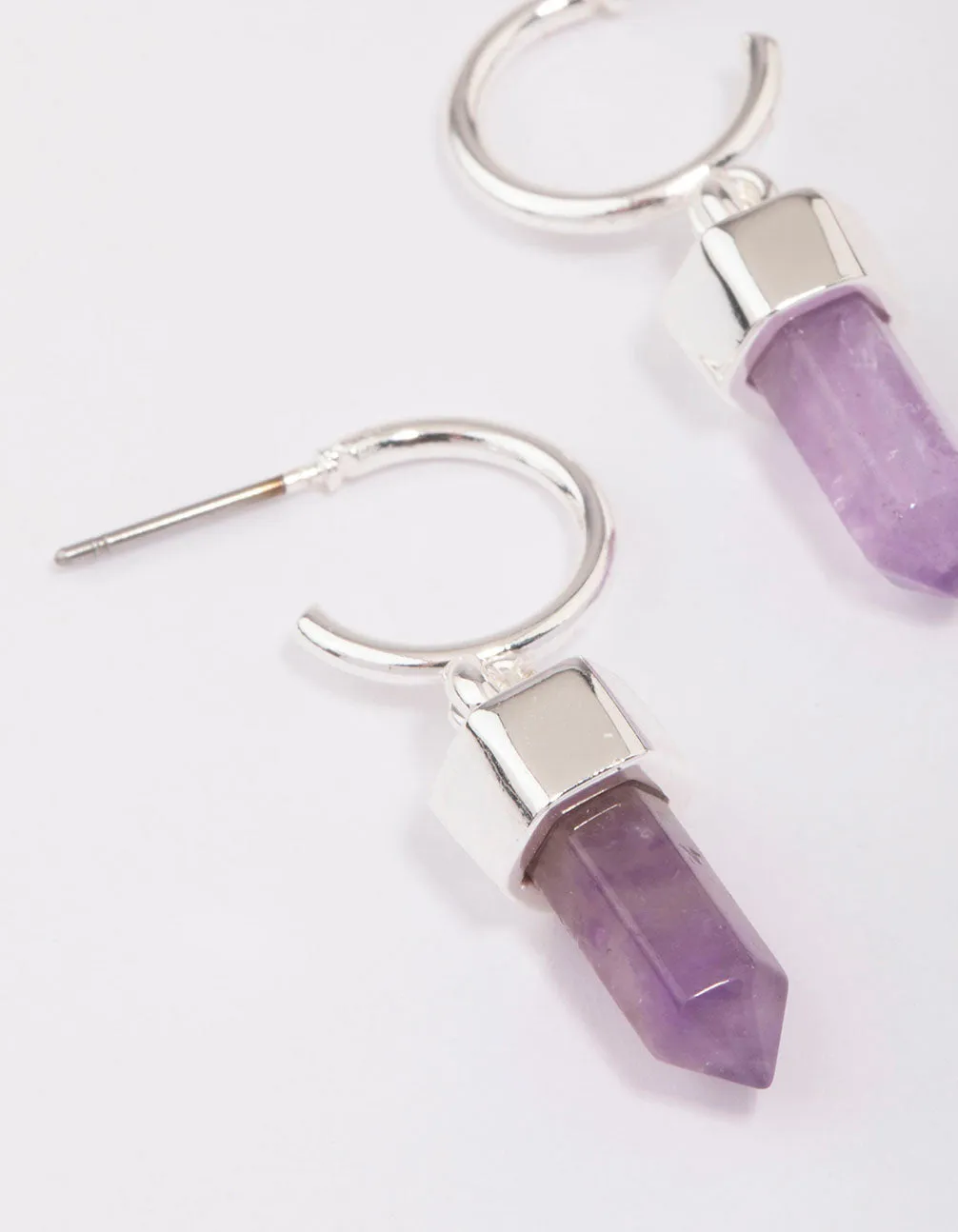 Silver Plated Amethyst Drop Earrings