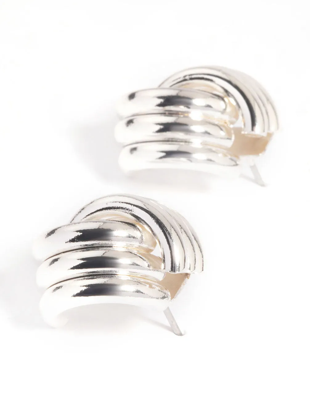 Silver Plated Knotted Stud Earrings