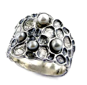 Silver ring for women, pearls silver rings for women