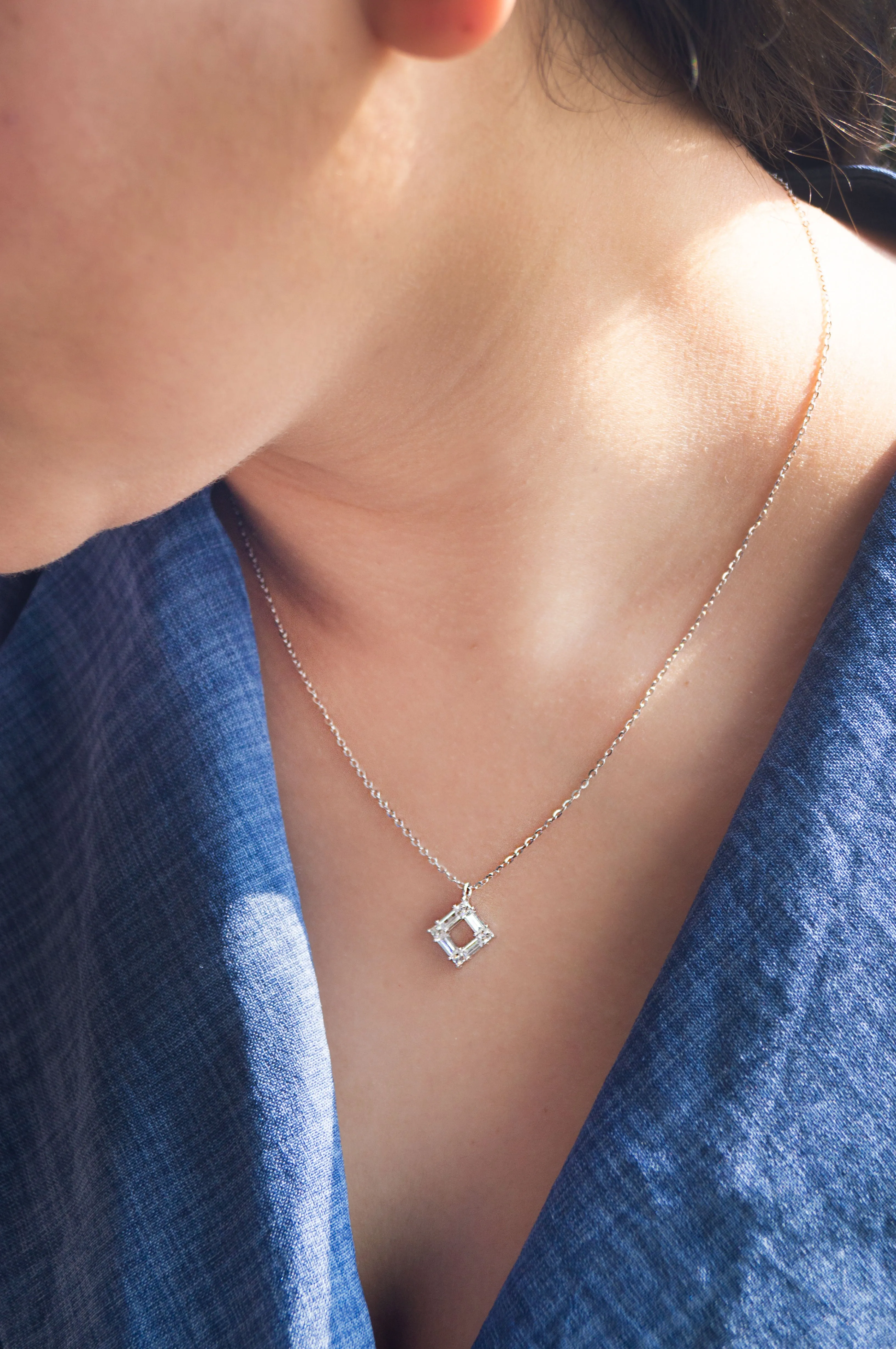 Sqaure Connect Sterling Silver Chain Necklace