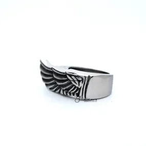 Stainless Steel Antiqued Angel Wing Casting Men's Rings