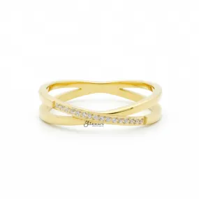 Stainless Steel Criss Cross X Ring - Gold