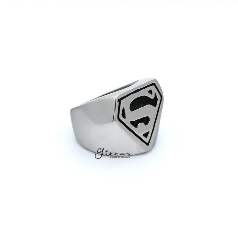 Stainless Steel Glossy Superman Casting Men's Rings