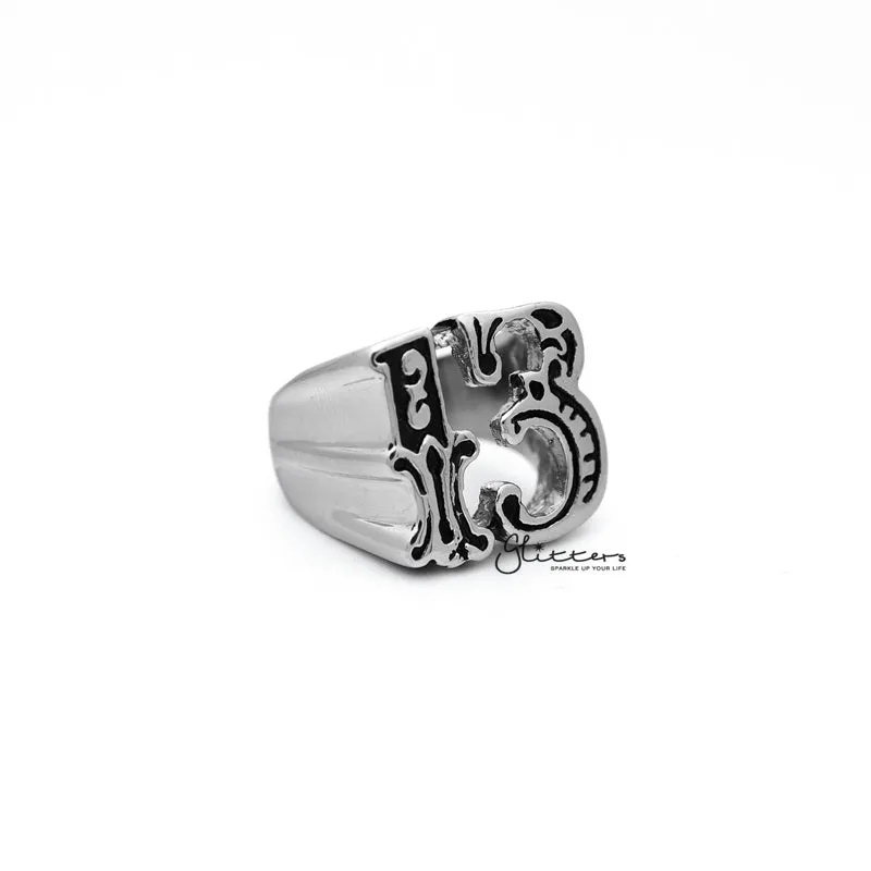 Stainless Steel Hollow Number #13 Casting Men's Rings