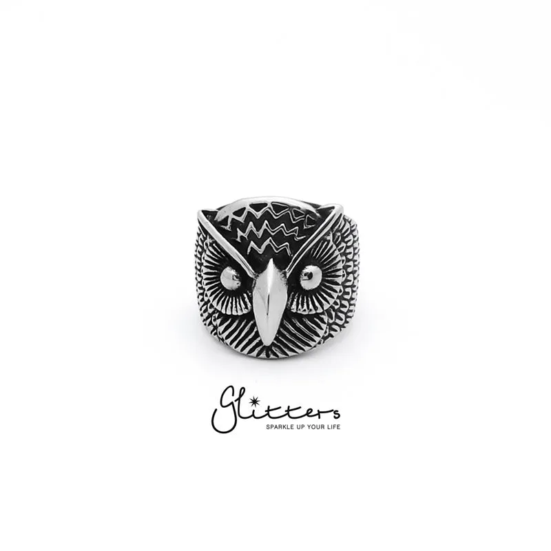 Stainless Steel Owl Cast Ring