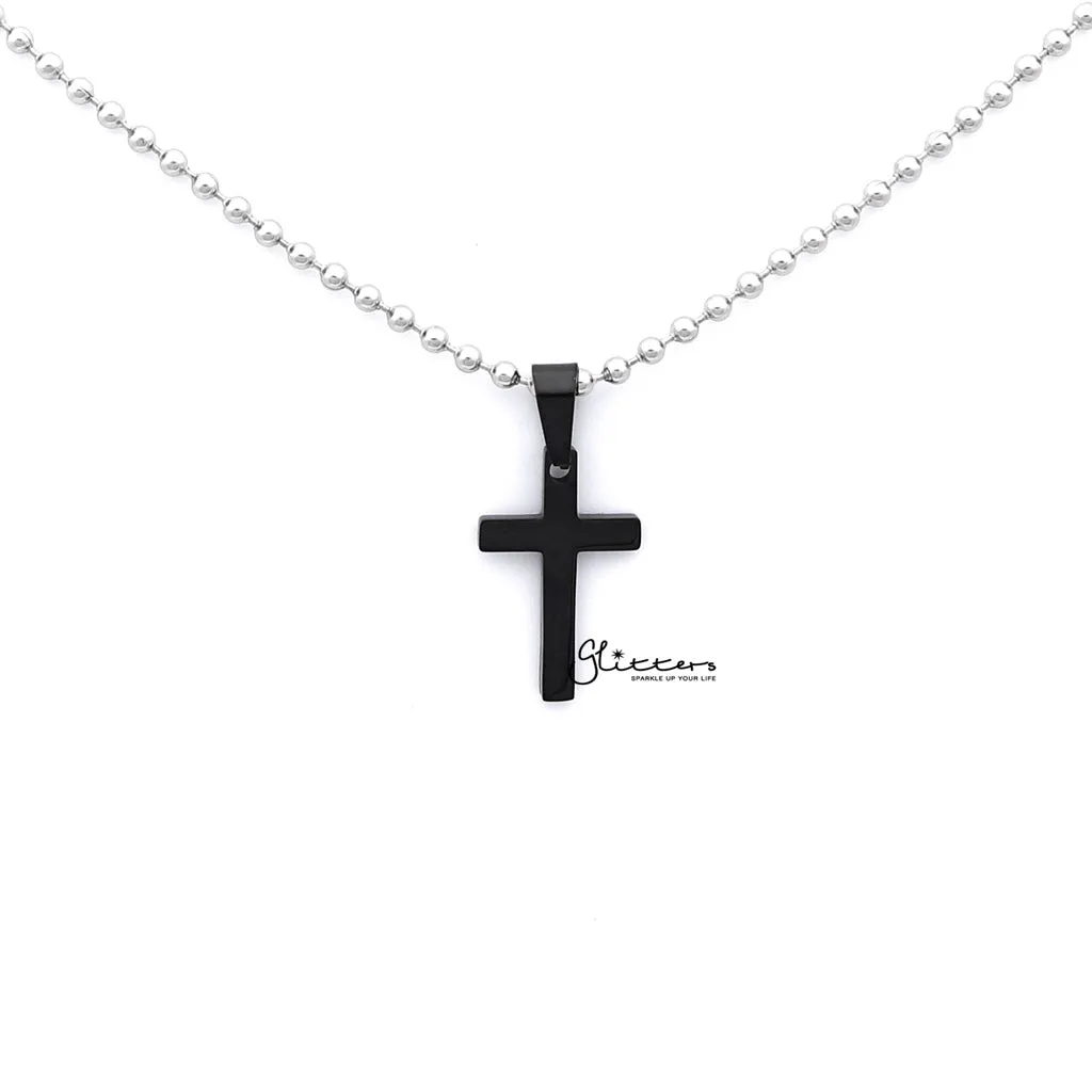 Stainless Steel Plain Small Cross Pendant - Silver | Gold | Black