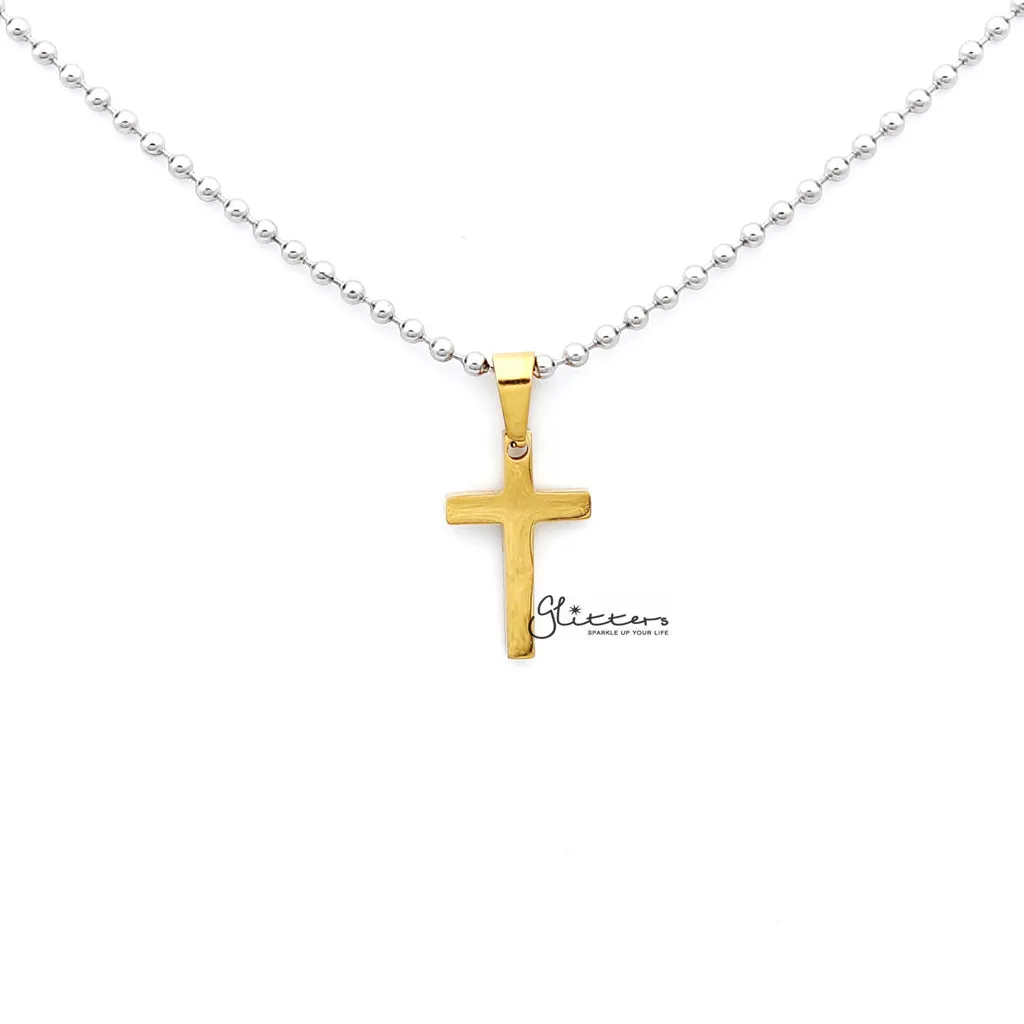 Stainless Steel Plain Small Cross Pendant - Silver | Gold | Black