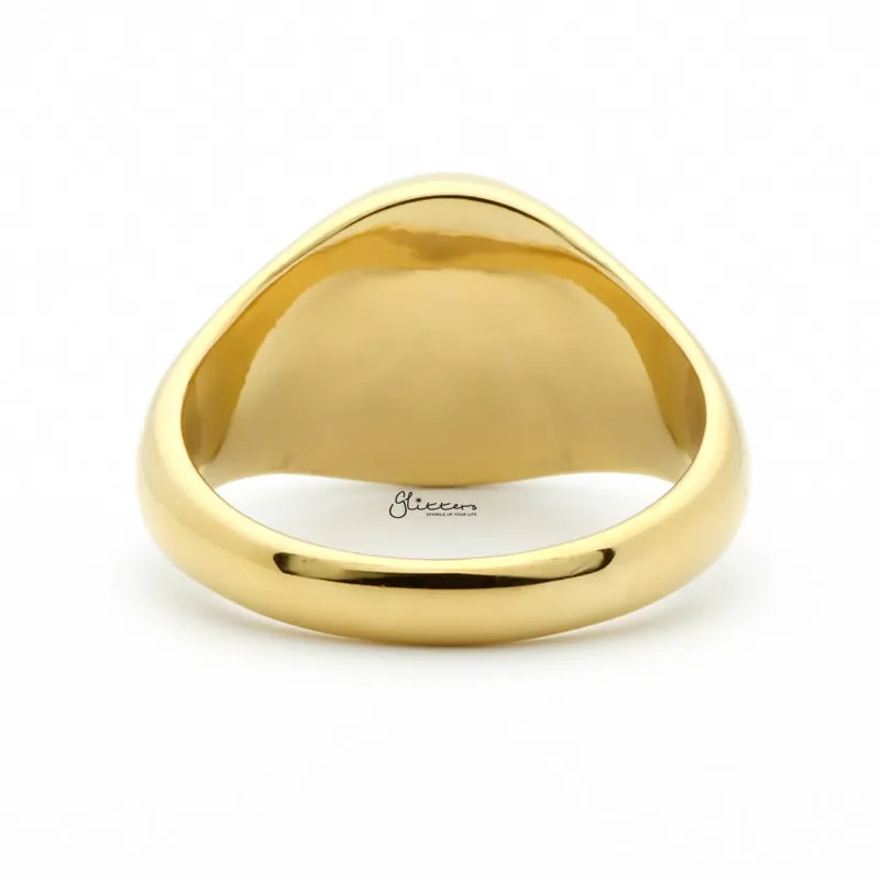 Stainless Steel Round Signet Ring - Gold