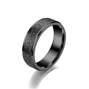 Stainless Steel Sandblasted Finish Band Ring - Black