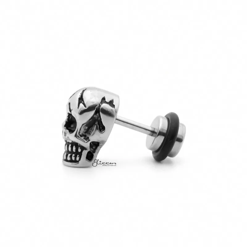 Stainless Steel Skull Head Fake Plug Earring