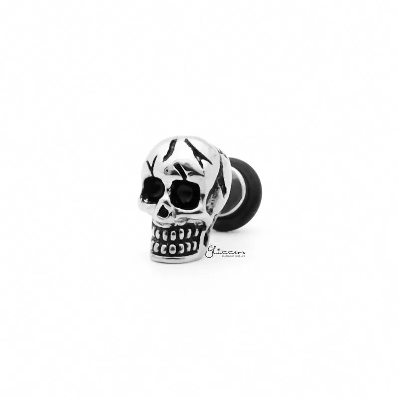 Stainless Steel Skull Head Fake Plug Earring