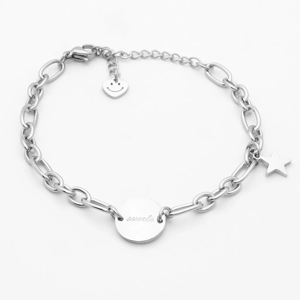 Stainless Steel Women's Bracelet with Charms - Silver