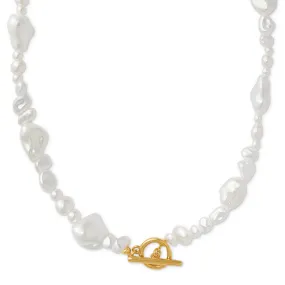 Statement Organic Mixed Pearl T-Bar Necklace