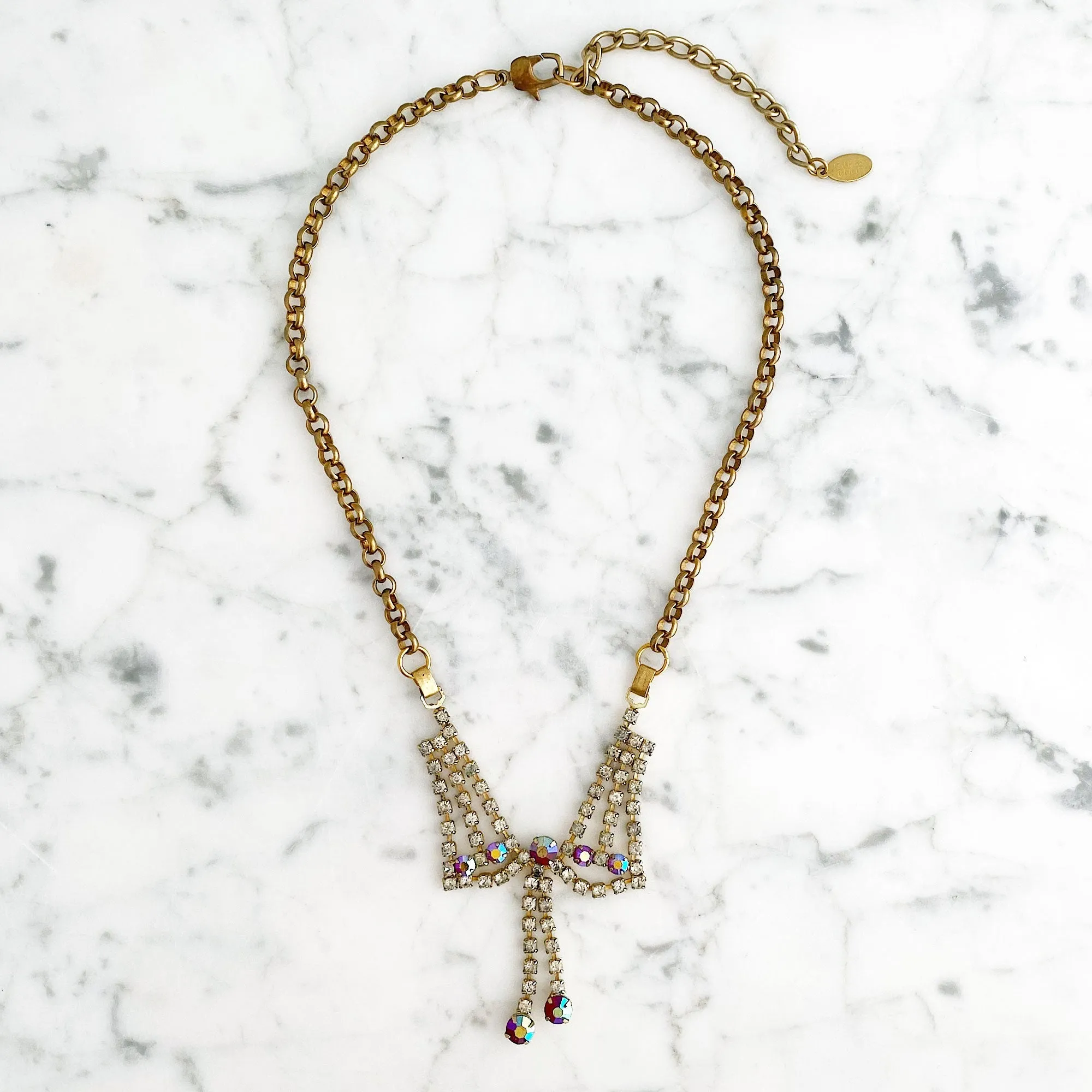 STEPHANIE rhinestone V necklace