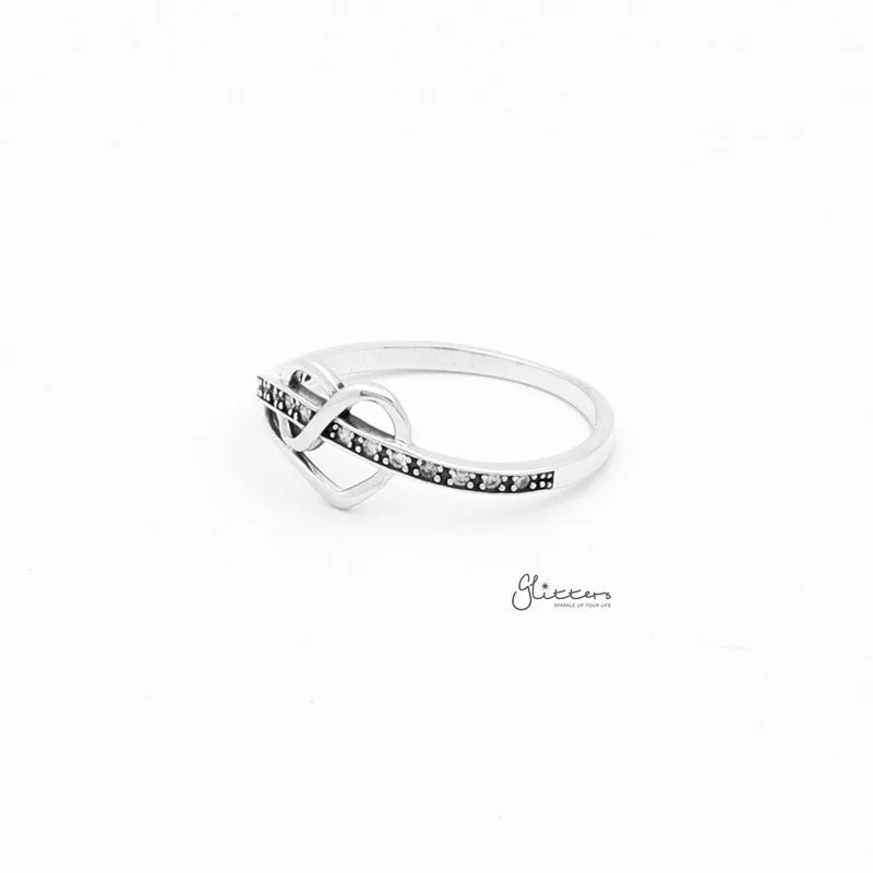 Sterling Silver Heart Ribbon Ring