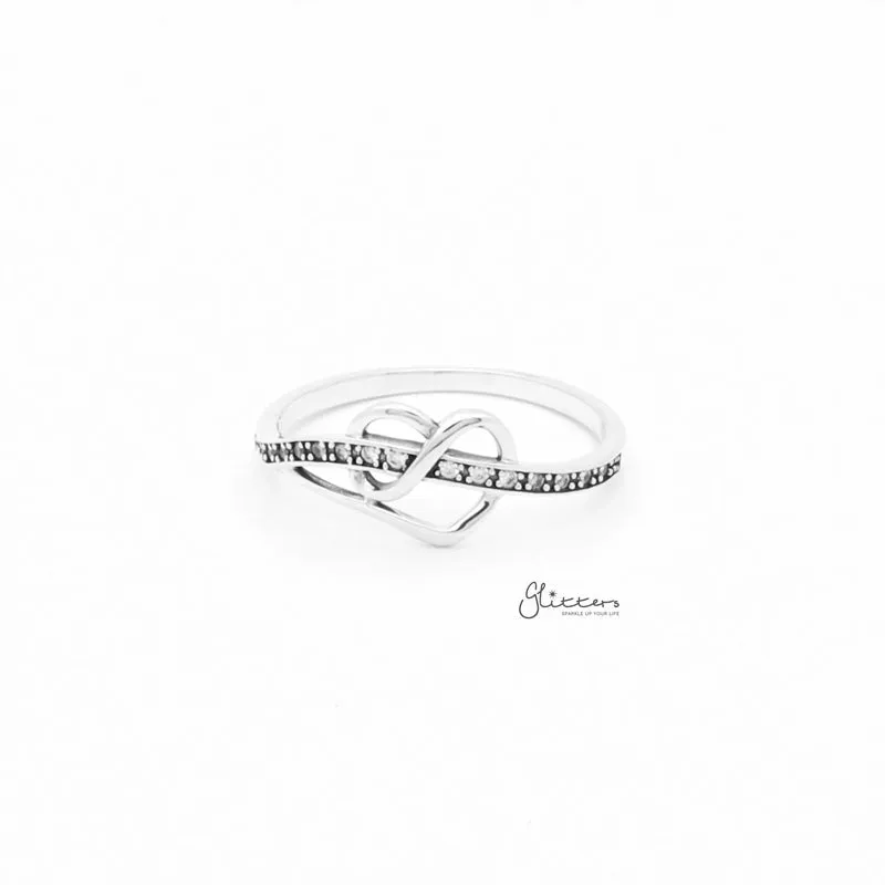 Sterling Silver Heart Ribbon Ring