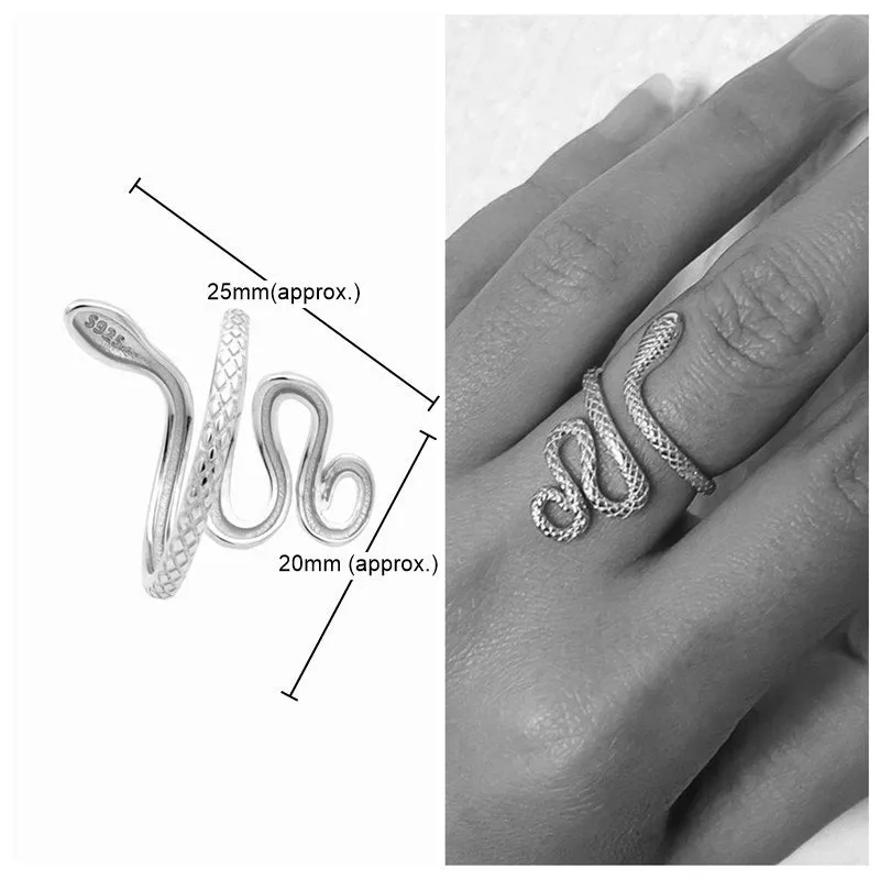 Sterling Silver Snake Adjustable Ring