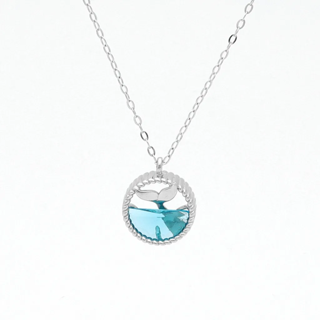 Sterling Silver Whale Tail Pendant Necklace