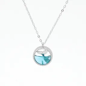 Sterling Silver Whale Tail Pendant Necklace