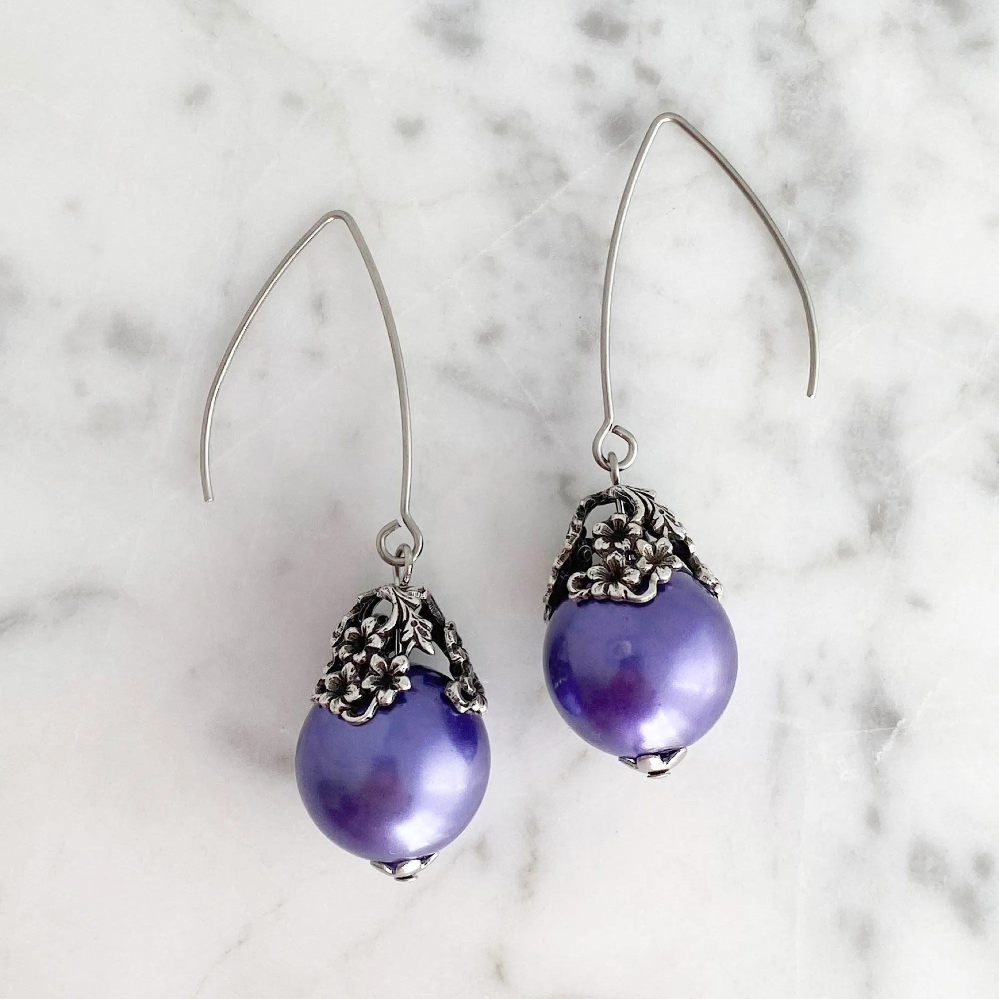 TATUM art nouveau purple pearl earrings