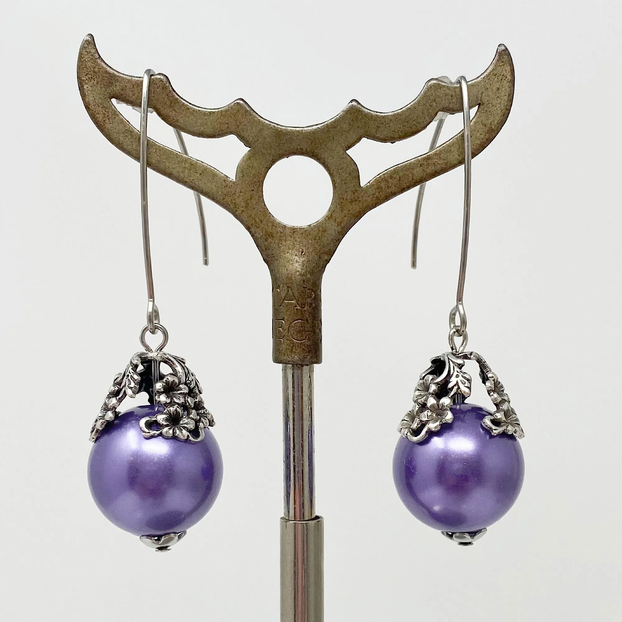 TATUM art nouveau purple pearl earrings