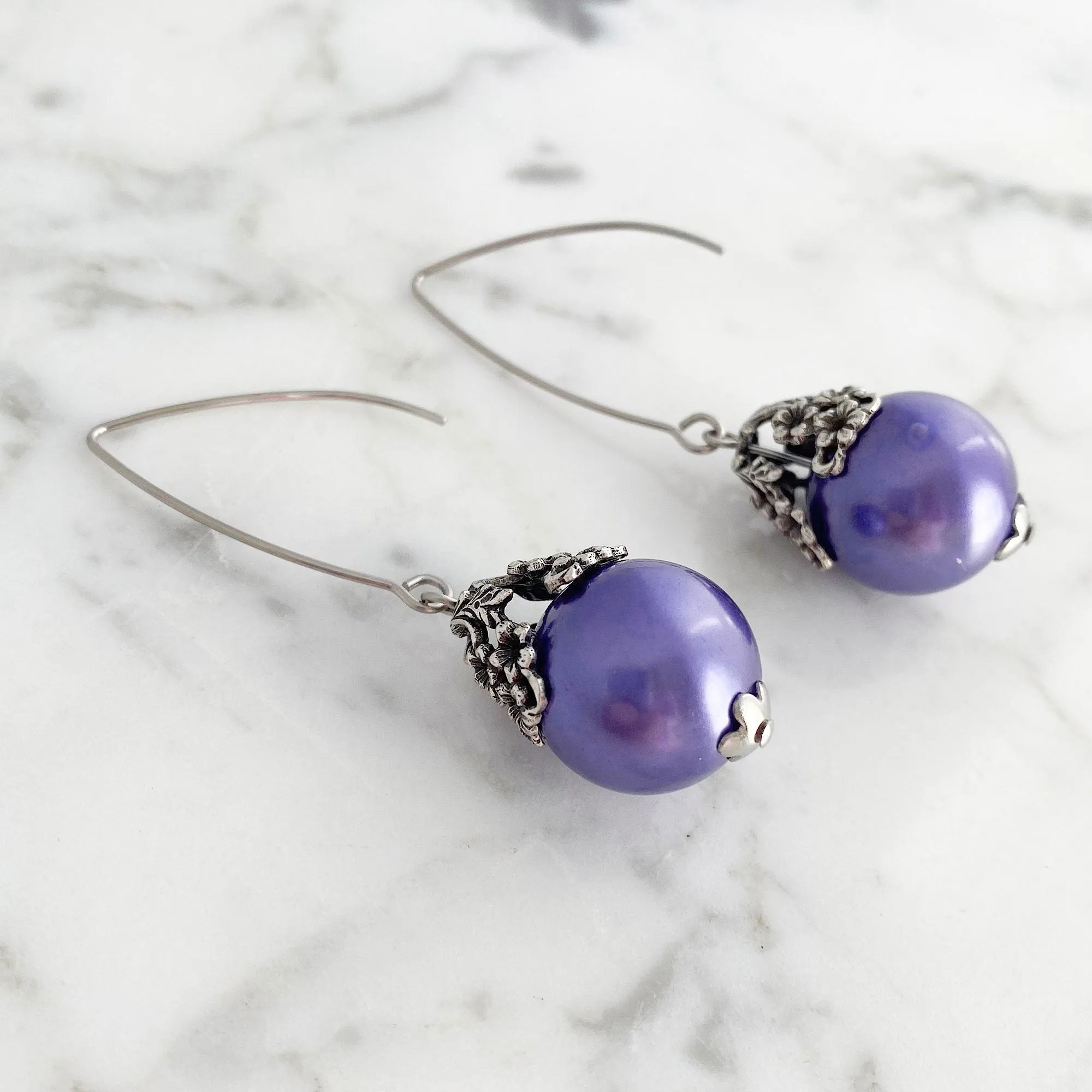 TATUM art nouveau purple pearl earrings