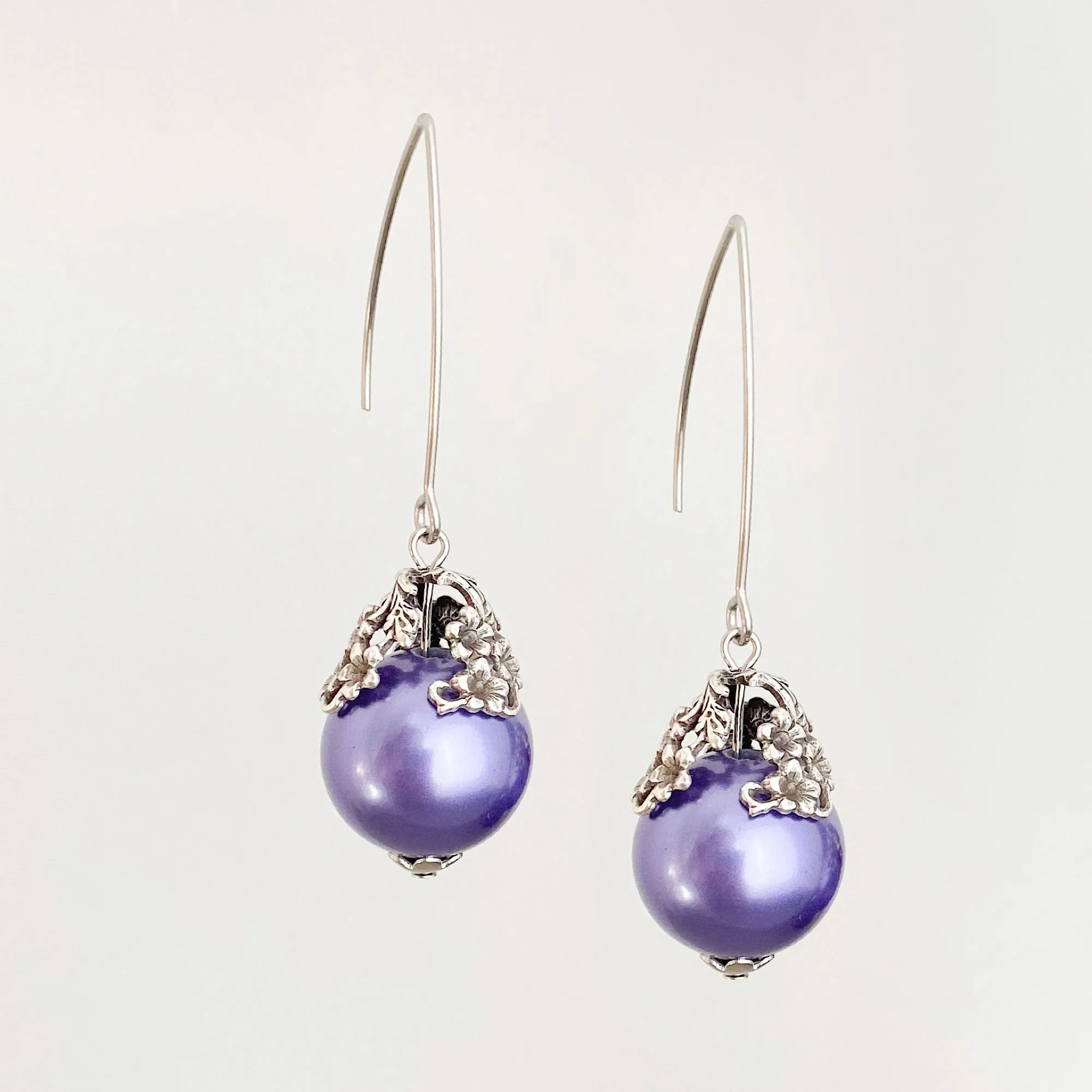 TATUM art nouveau purple pearl earrings