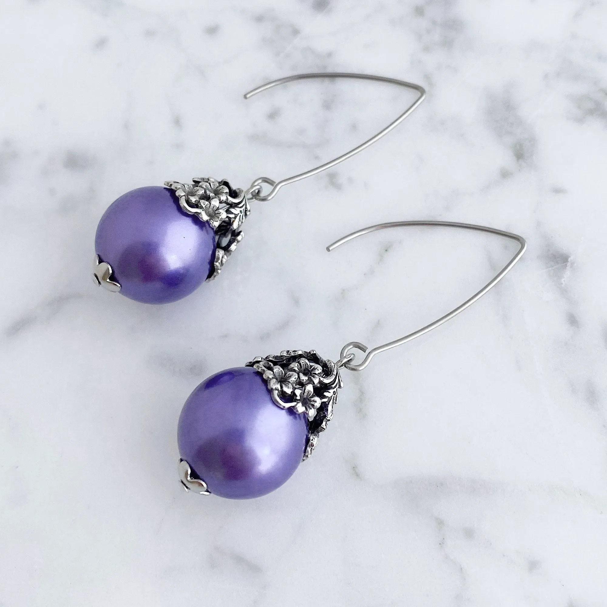 TATUM art nouveau purple pearl earrings