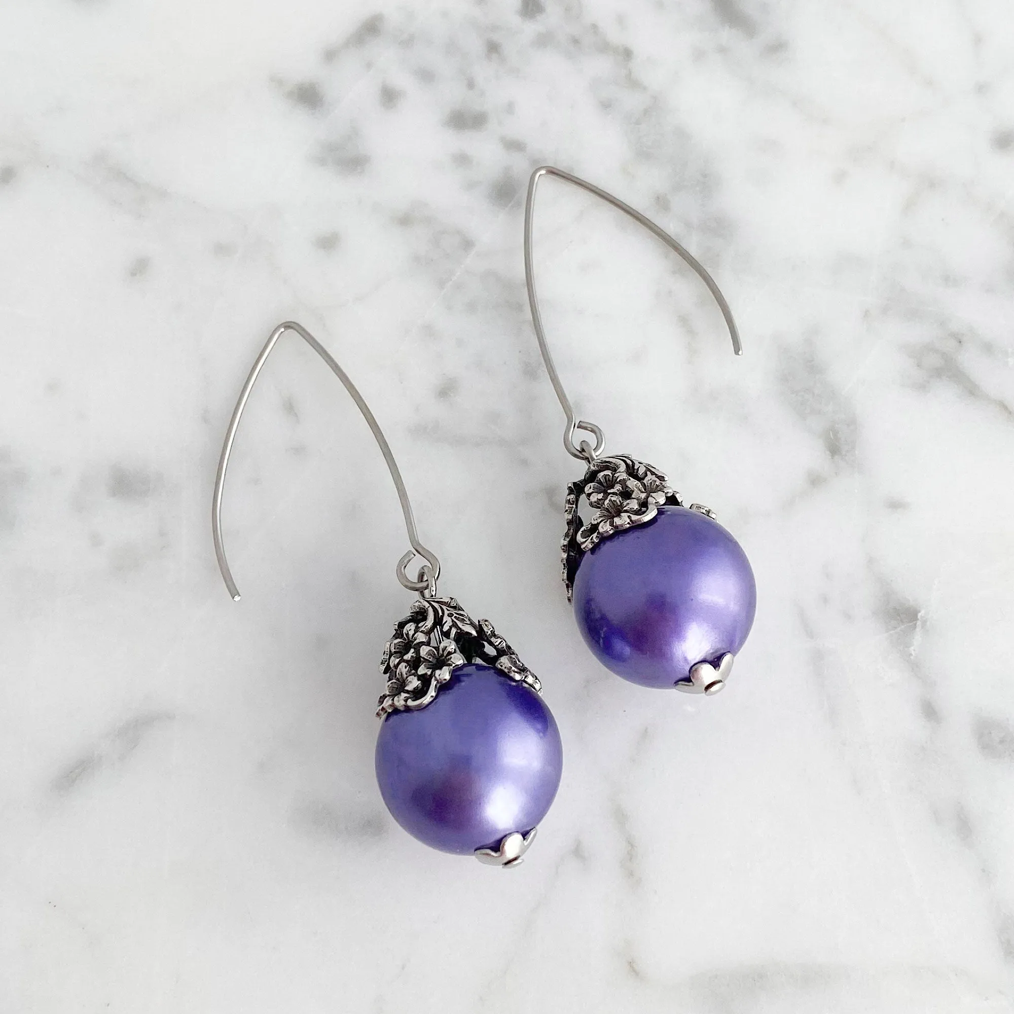 TATUM art nouveau purple pearl earrings