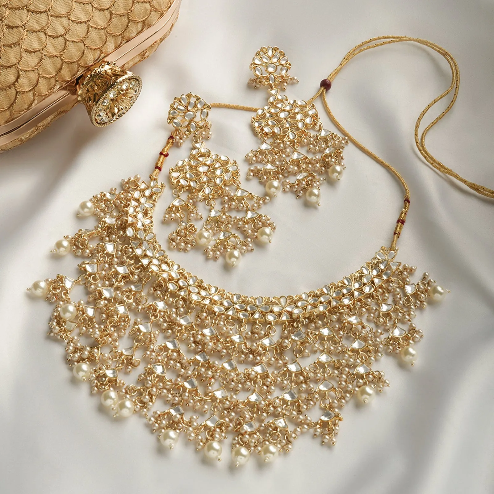 Teejh Kanica Pearl and Polki Necklace Set