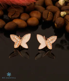 The Elegant Butterfly Silver Rosegold Earstuds