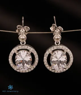 The Encircled Solitaire Silver Earrings