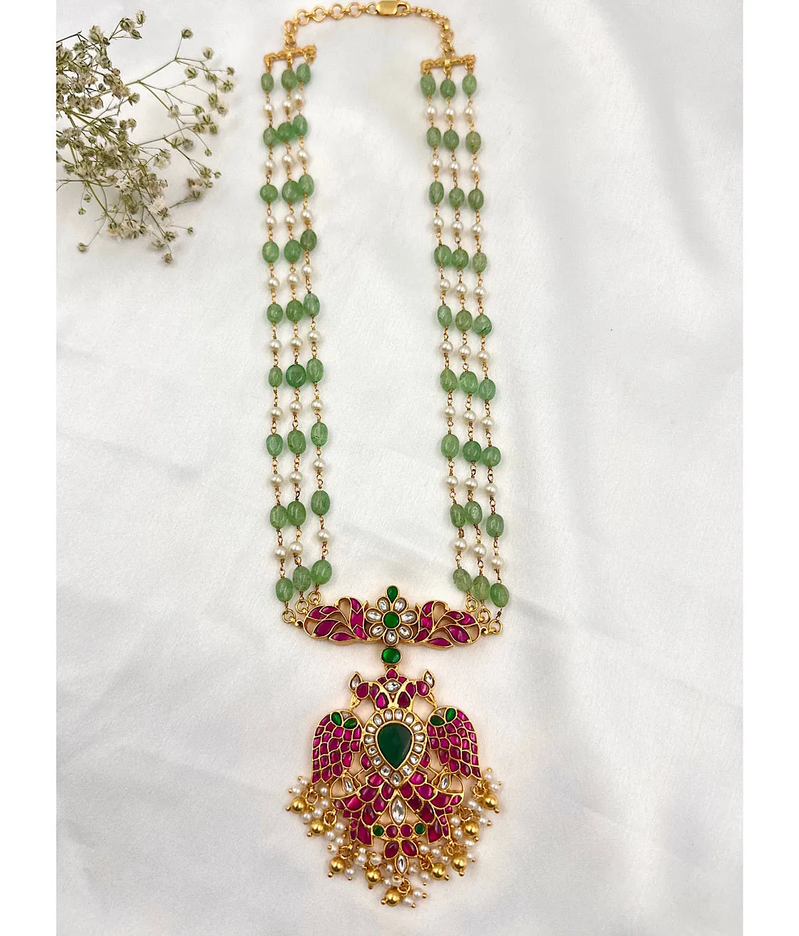 The Gandaberunda Silver Kundan Pearl Necklace